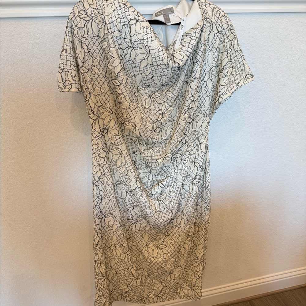 Elegant White and Black Lace Dress